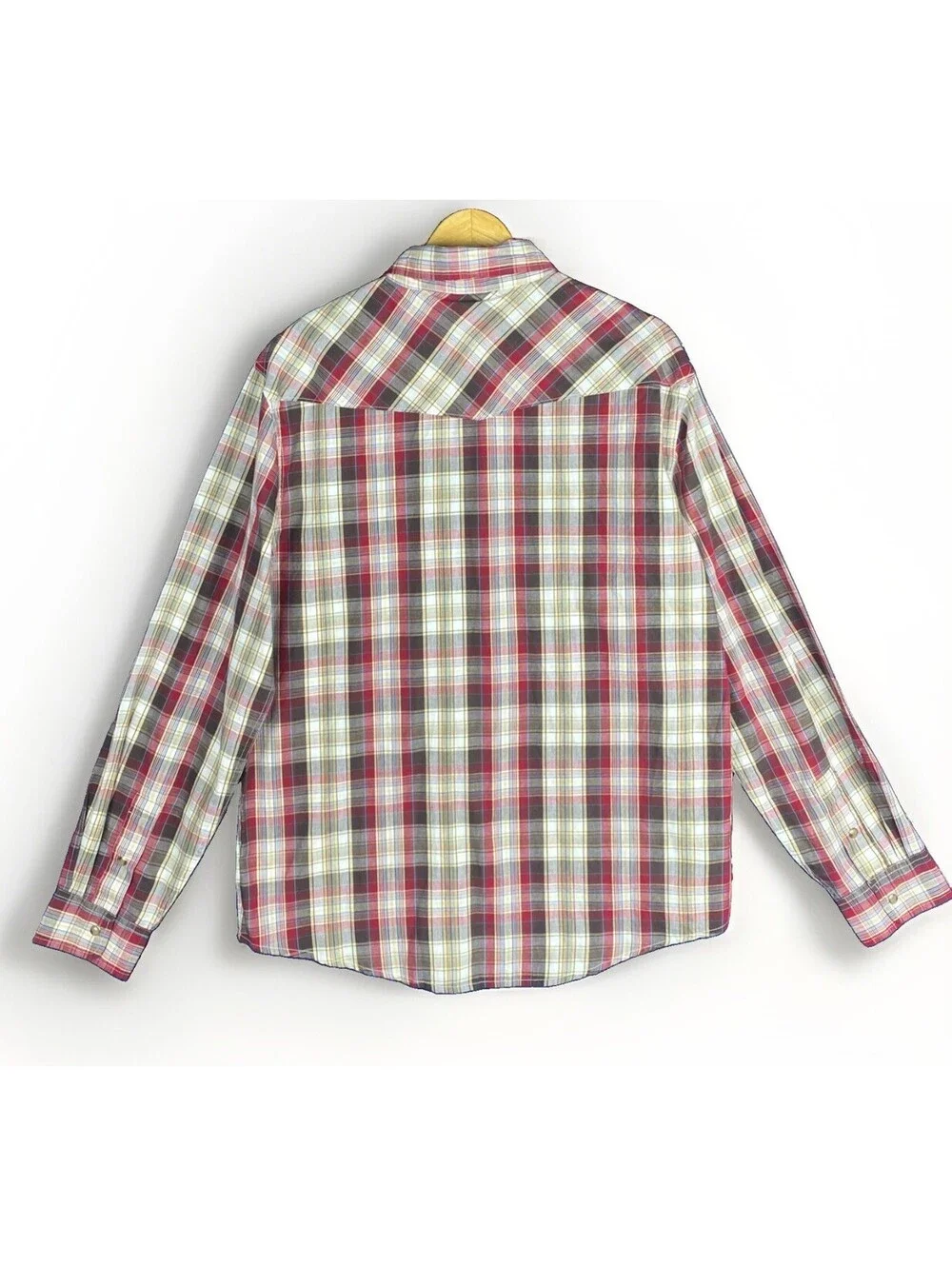 Levis Pearl Snap Shirt Red Plaid Modern Fit Western Button Down Men's Sz. Large